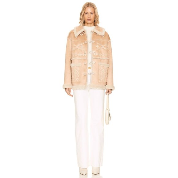 New MOTHER Toasty Faux Suede Shearling Jacket Snowed In Size L - Picture 8 of 12